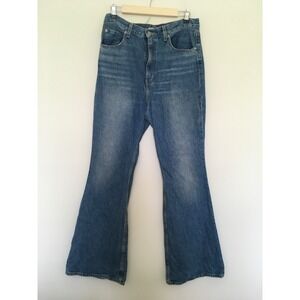 Levi's Premium Big E 70s High Flare Denim Blue Jeans Womens Sz 30 Inseam 32